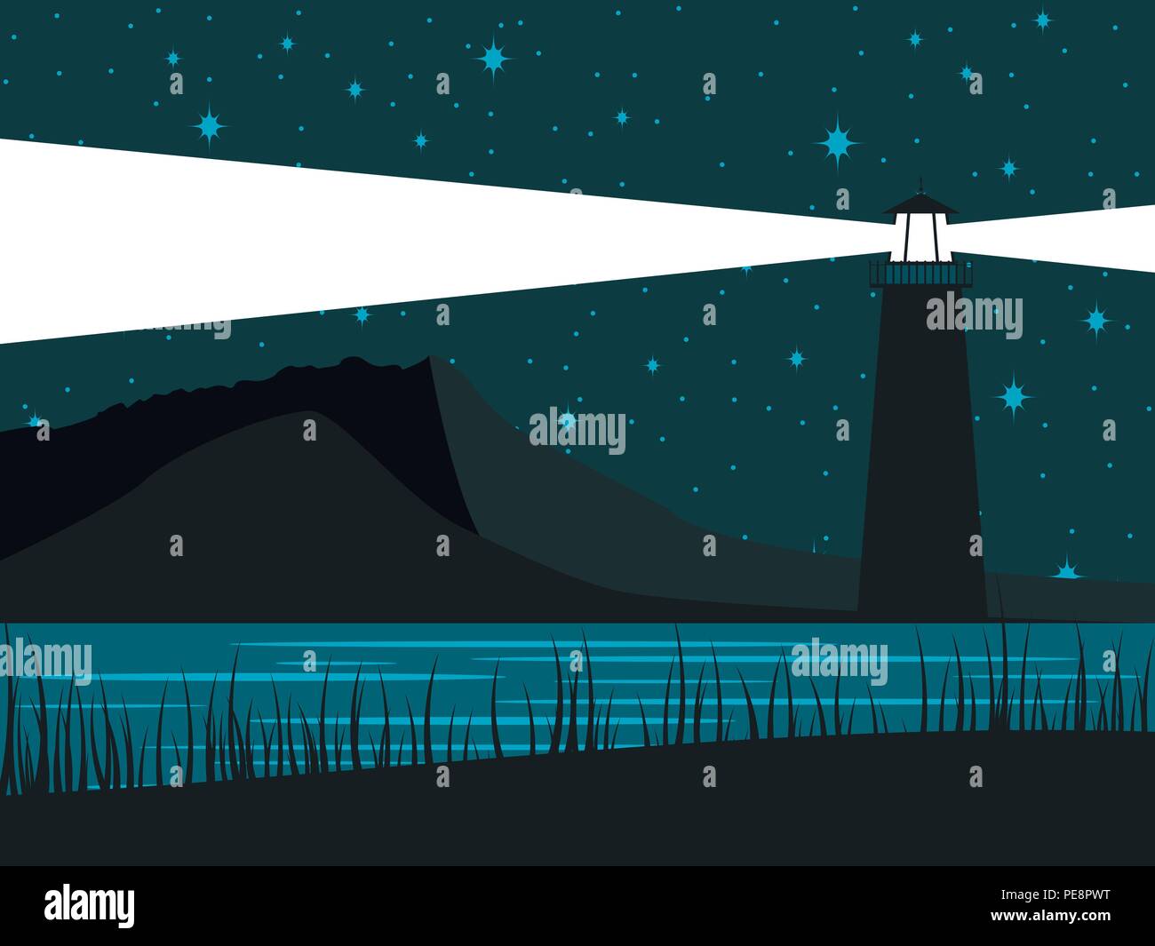 Phare Brillant Sur Fond De Ciel étoilé La Nuit Bord De La