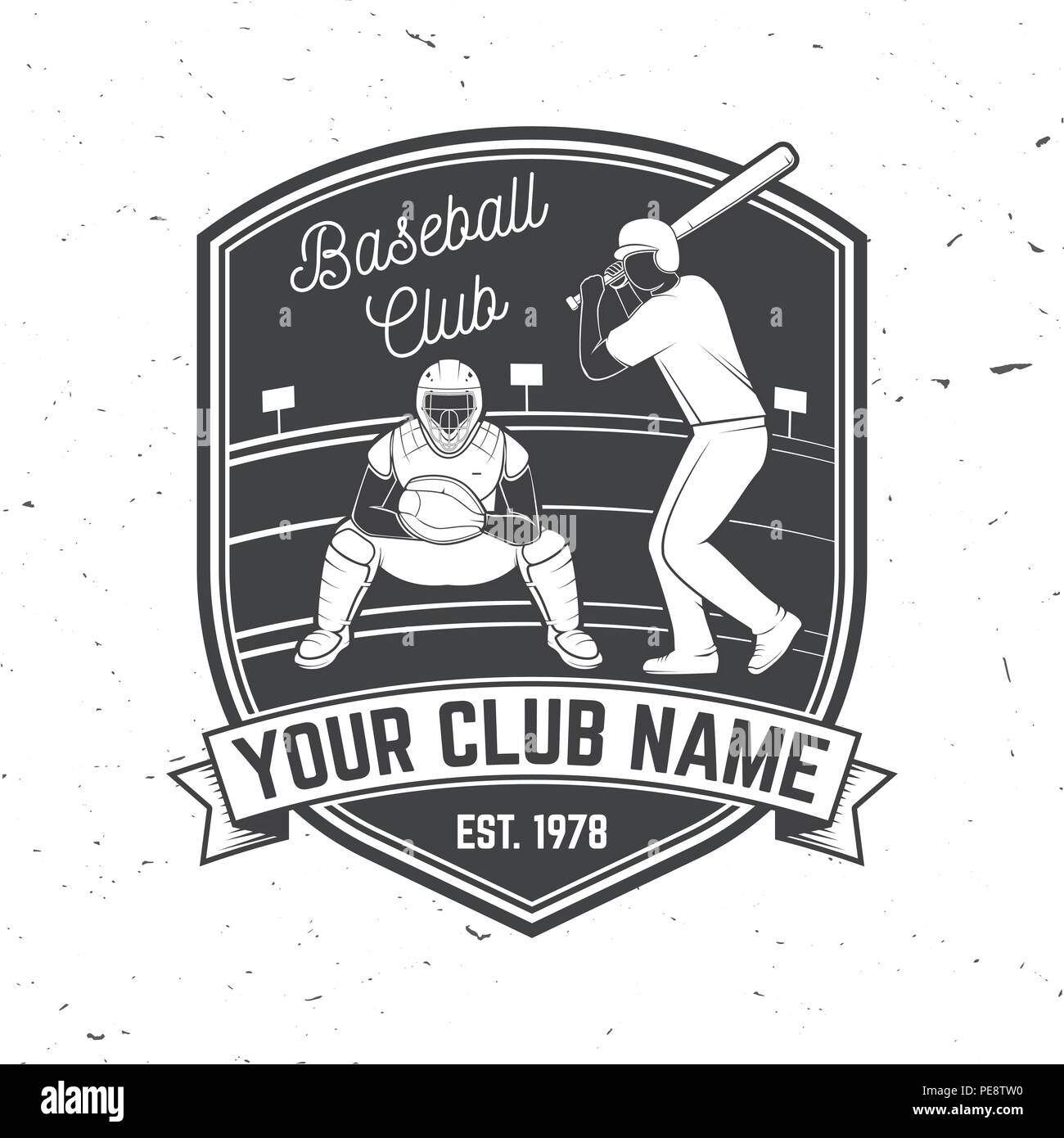 Le baseball ou le softball club badge. Vector illustration. Concept pour chemise ou d'un logo, d'impression, de timbres ou de pièce en t. Typographie vintage design avec la pâte de base-ball et la balle de baseball de silhouette. Illustration de Vecteur
