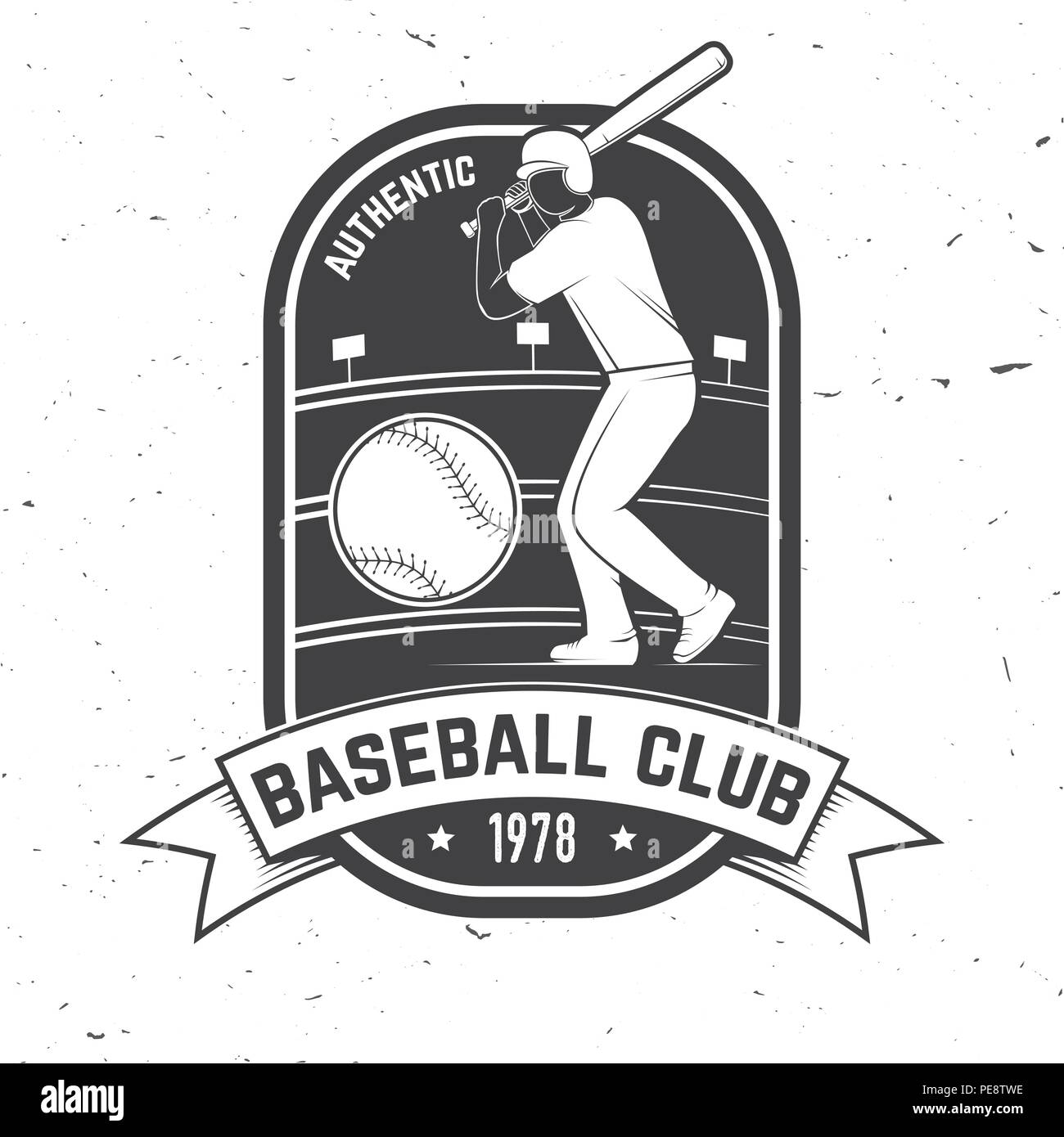 Le baseball ou le softball club badge. Vector illustration. Concept pour chemise ou d'un logo, d'impression, de timbres ou de pièce en t. Typographie vintage design avec la pâte de base-ball et la balle de baseball de silhouette. Illustration de Vecteur