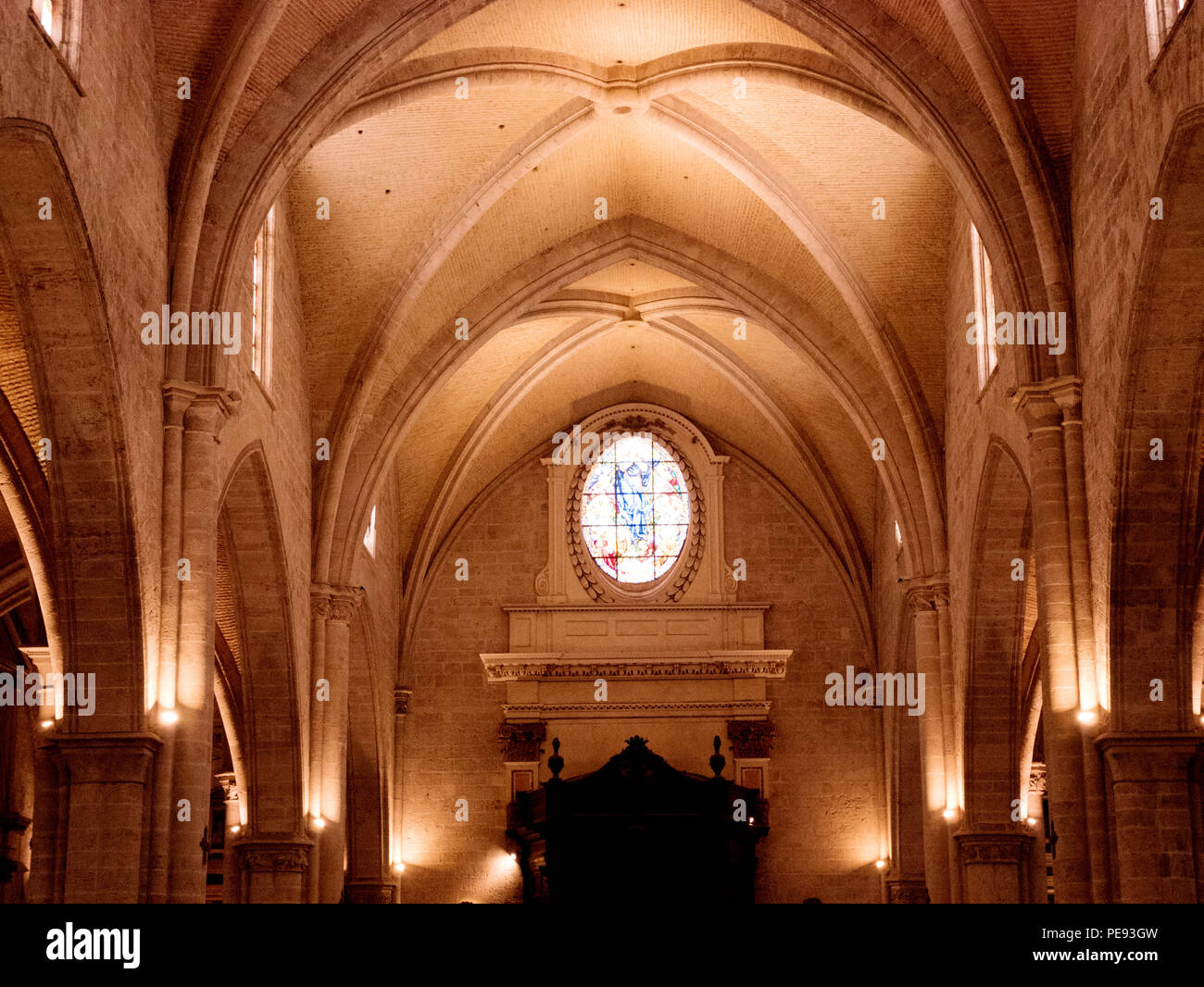 Plafond gothique dans la cathédrale de Valence, Espagne Banque D'Images