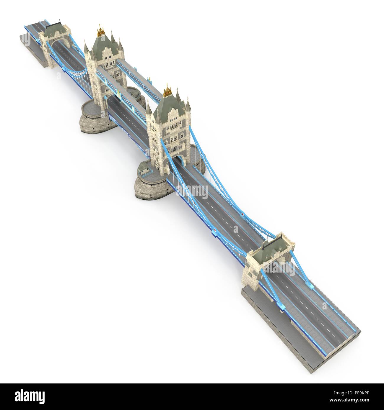 Towerbridge Londres monument sur blanc. 3D illustration Banque D'Images