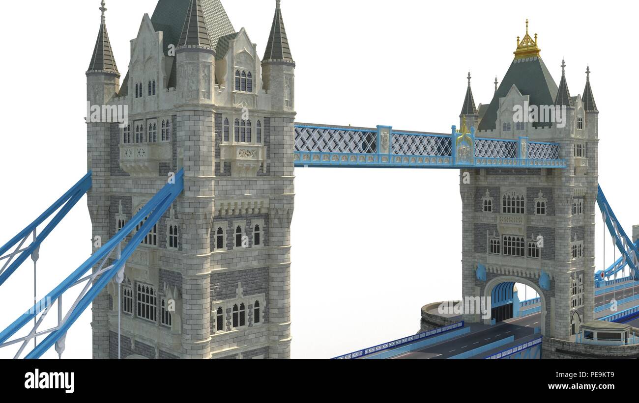 Towerbridge Londres monument sur blanc. 3D illustration Banque D'Images