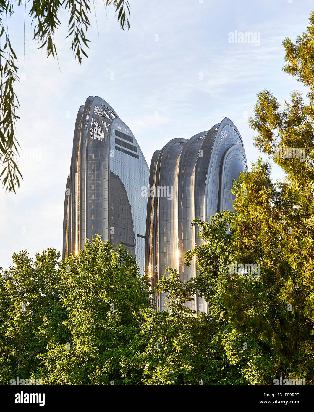 La façade extérieure. Le Parc Chaoyang Plaza, Beijing, Chine. Architecte : MAD Architectes, 2017. Banque D'Images