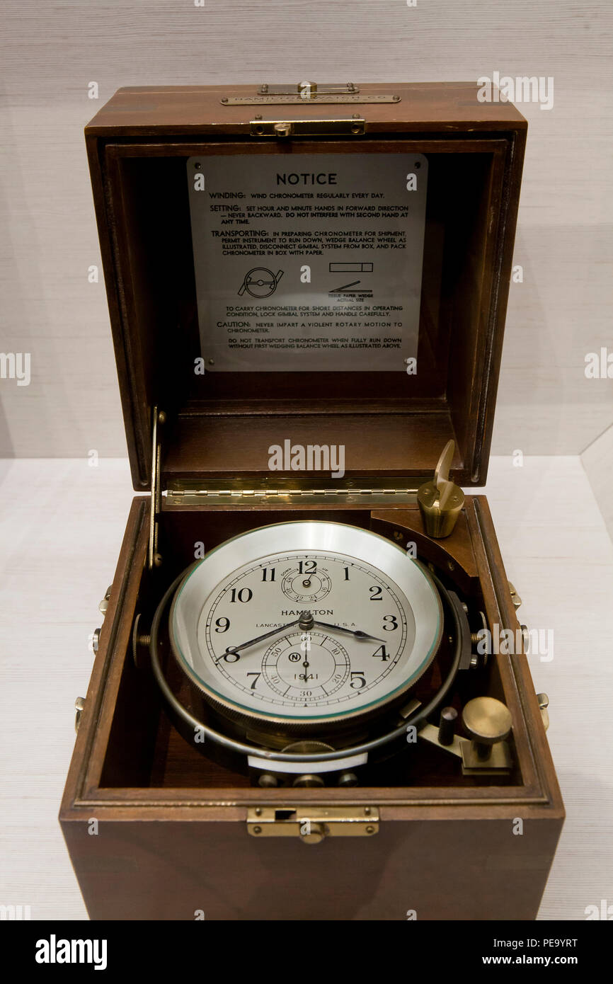 Chronomètre de marine mécanique (Hamilton Watch Company), vers les années 1940 - USA Banque D'Images