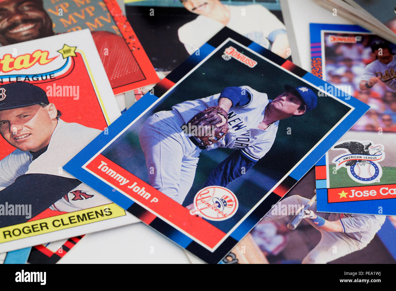 Cartes de baseball de célèbres joueurs de la Ligue Majeure de Baseball de 1980 - USA Banque D'Images