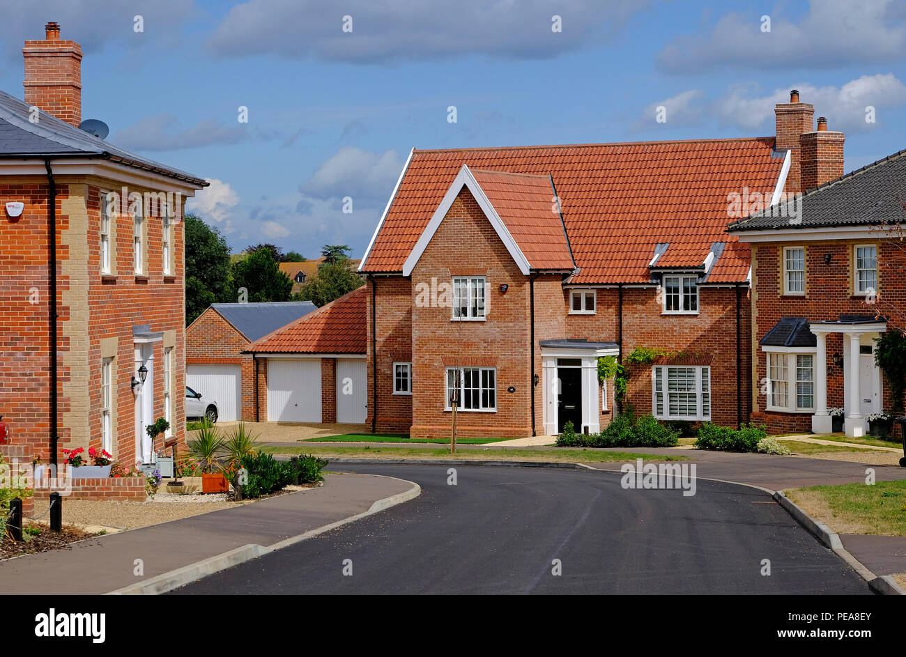 Nouvelle construction moderne, housing estate, wells-next-the-Sea, North Norfolk, Angleterre Banque D'Images