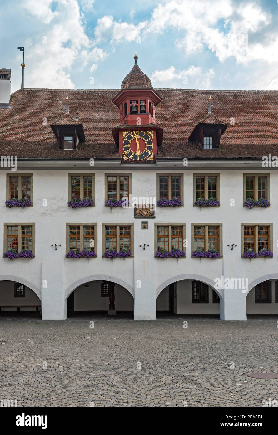 L'Hôtel de ville de Thoune, Rathausplatz square, Suisse Banque D'Images