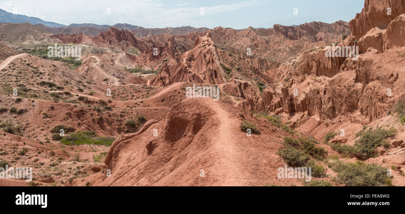 Conte de canyon (Canyon), un Skazka zone désertique près de Bokonbayevo au Kirghizistan, sur les rives du lac Issyk Kul. Banque D'Images