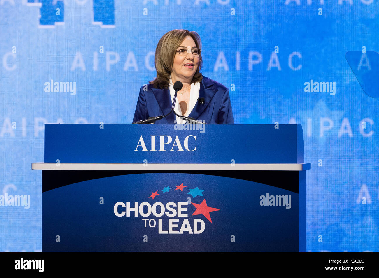 Lillian Pinkus, président du conseil d'administration de l'AIPAC, parlant à l'AIPAC (American Israël Public Affairs Committee) à la conférence politique Wa Banque D'Images