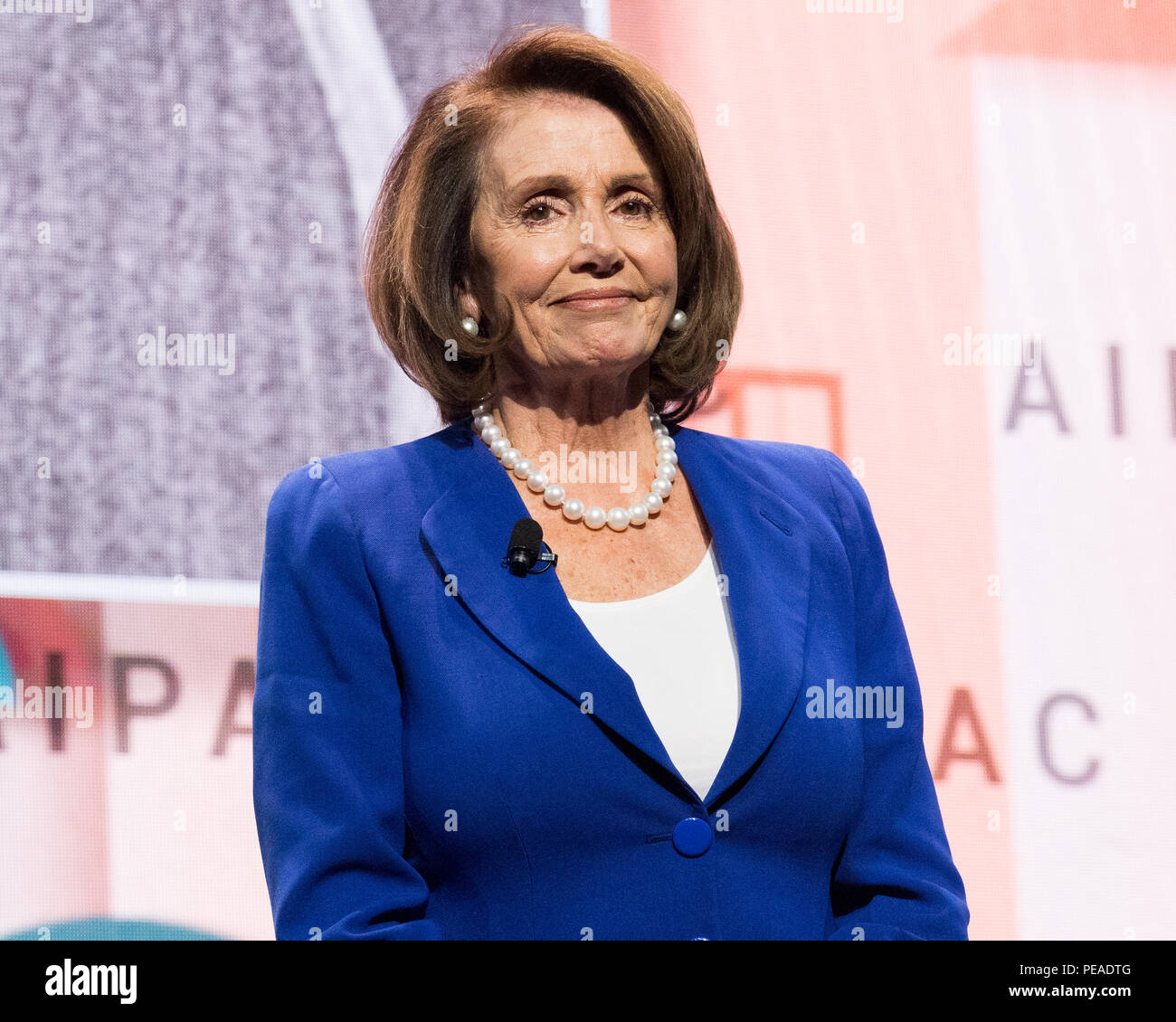Nancy Pelosi, chef de la minorité (D) de la Chambre des représentants des Etats-Unis, s'exprimant lors de l'AIPAC (American Israël Public Affairs Committee) poli Banque D'Images
