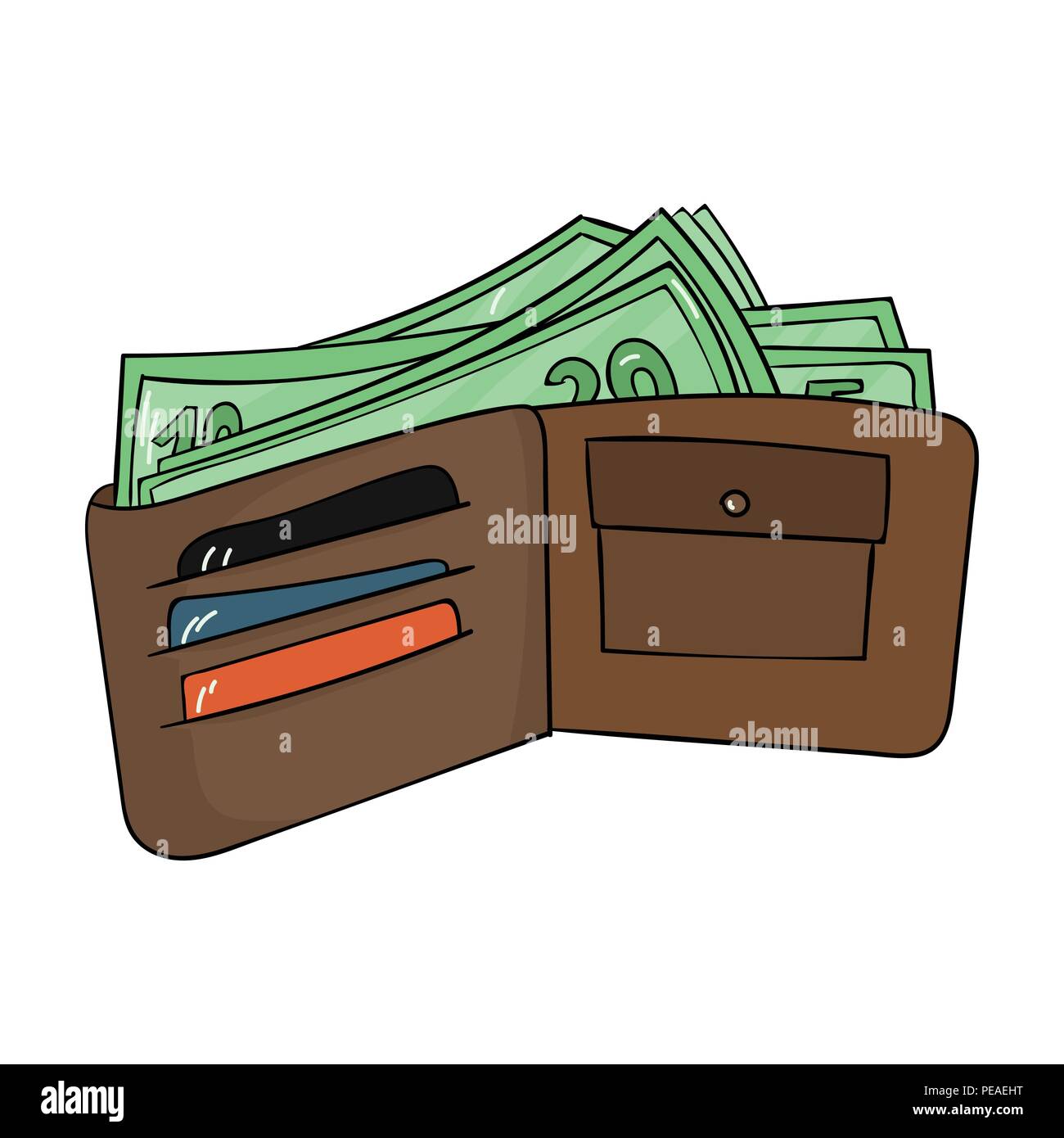 Porte-monnaie avec de l'argent dans la conception de dessin animé isolé sur  fond blanc. Supermarché stock symbol vector illustration Image Vectorielle  Stock - Alamy