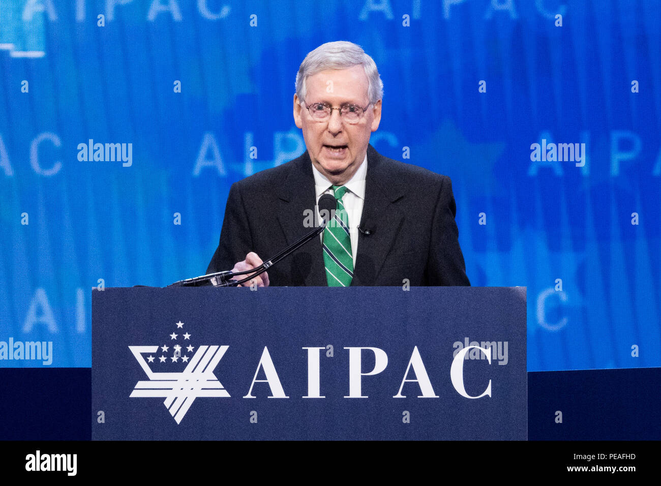 Mitch McConnell, sénateur américain (R) du Kentucky, parlant à l'AIPAC (American Israël Public Affairs Committee) Conférence politique à la Walter E. a été Banque D'Images