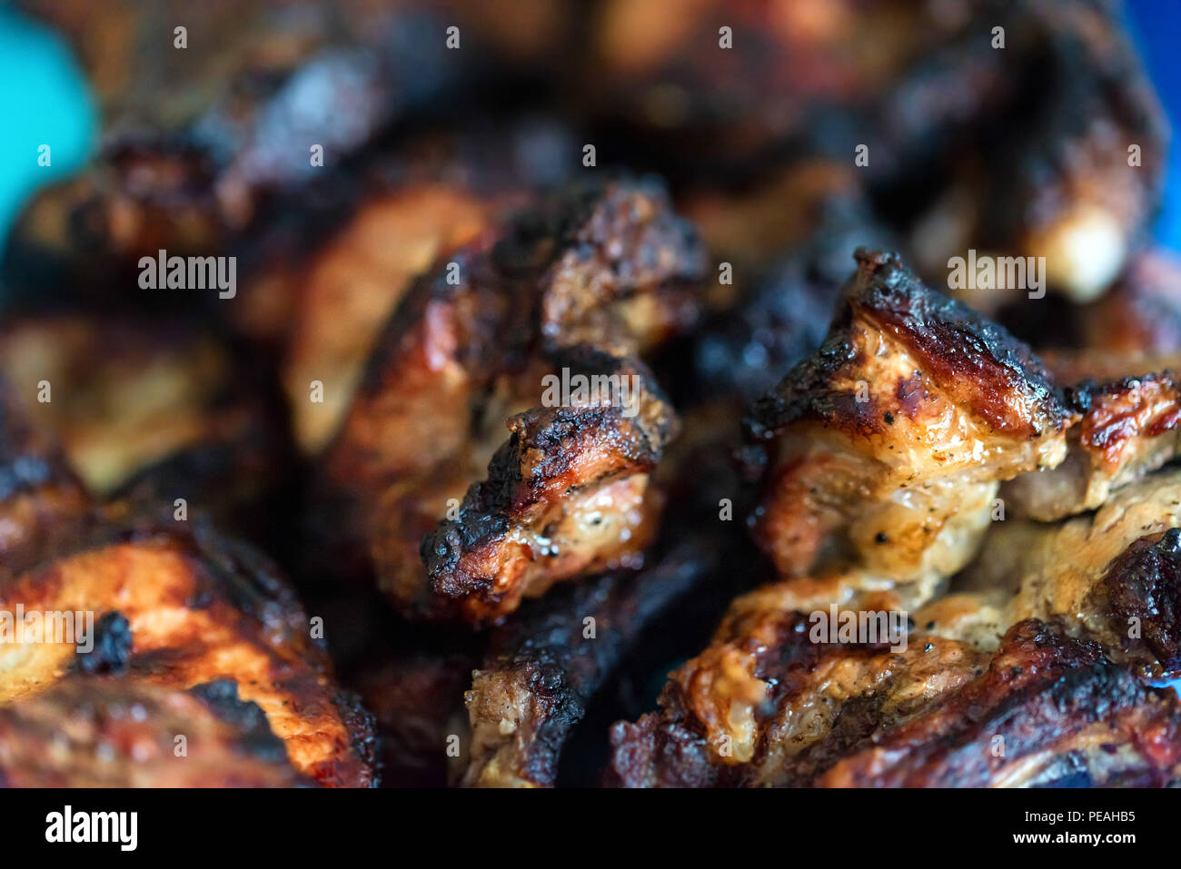 La texture de la viande grillée trop cuit close up photo Banque D'Images