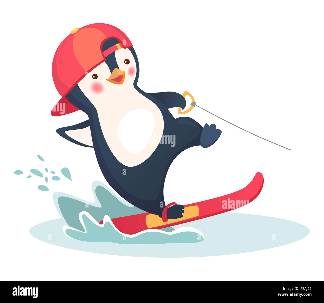 Penguin ski nautique. Sports nautiques et activités illustration Banque D'Images