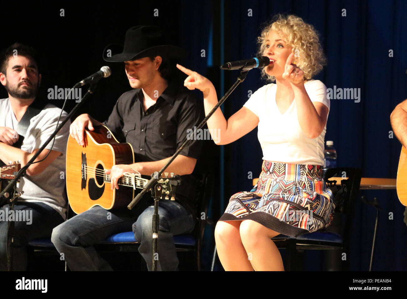 La chanteuse de musique country Cam exécute pour le compte d'une foule de près de 2 000 soldats, marins et membres de la Communauté pendant la 7e guitare WRNS Traction au Marine Corps Air Station Cherry Point, N.C., 19 novembre 2015. Le concert gratuit organisé par Marine Corps Services communautaires et locales d'une station de radio de musique country WRNS. La guitare tirer les talents dont William Michael Morgan, Cam, Canaan Smith, Cassadee Pope et Waterloo Revival. (U.S. Marine Corps Photo par le Cpl. N.W. Huertas/libérés) Banque D'Images