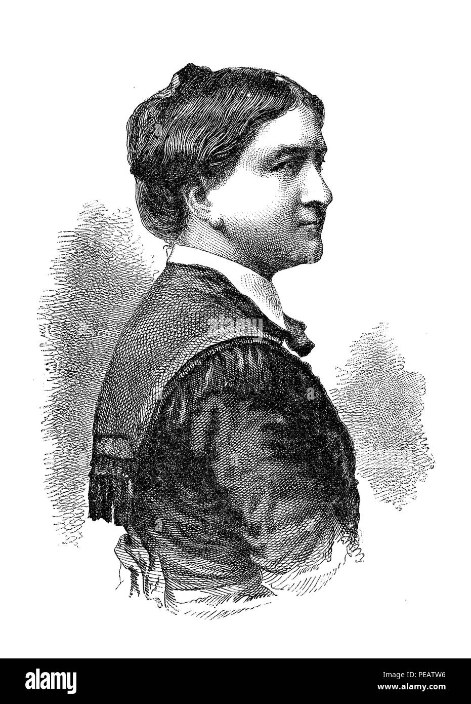 Vintage portrait d'Emilie Ringseis (1831-1895) écrivain et poète allemand Banque D'Images