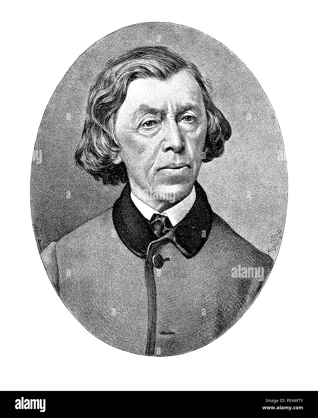 Gravure portrait de Melchior Paul Tobias Reinmann (1811-1881), portraitiste et peintre religieux Suisse Banque D'Images
