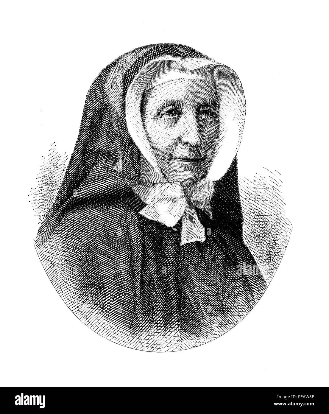 Vintage portrait de Pauline von Mallinckrodt (1817-1881), religieux allemand et aristocratique, fondatrice des Sœurs de la charité chrétienne Banque D'Images