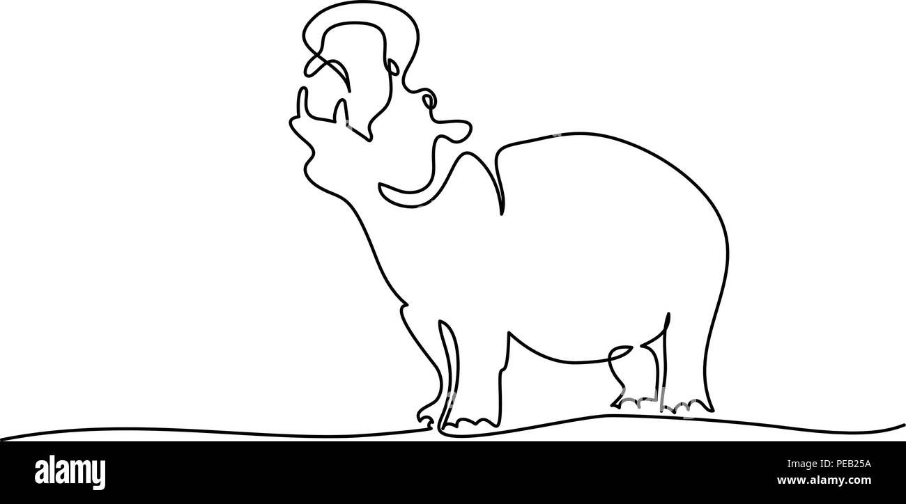 Dessin d'une ligne continue. Silhouette d'hippopotames symbole. Logo de l'Hippo. Vector illustration Illustration de Vecteur