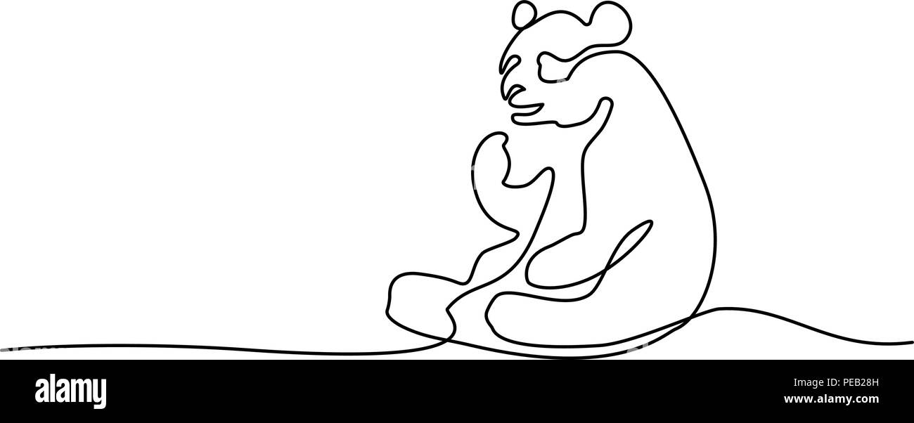 Dessin d'une ligne continue. Panda symbole. Logo de la panda. Vector illustration Illustration de Vecteur