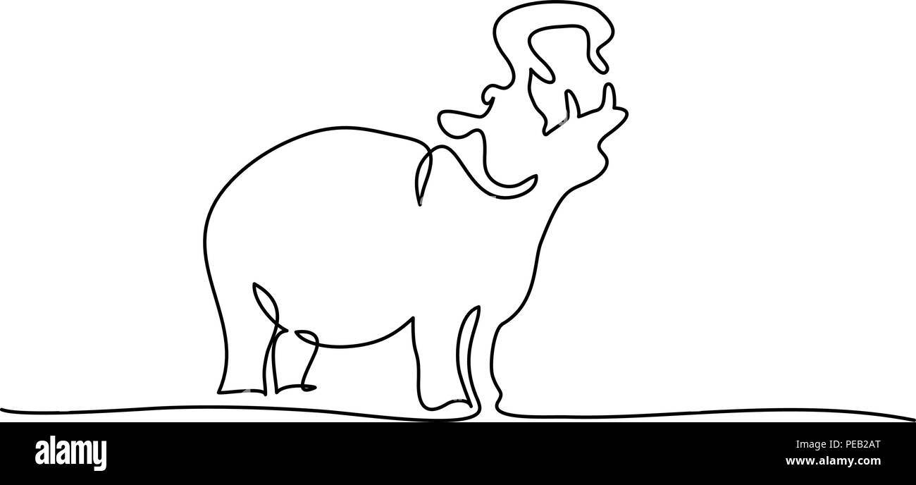 Dessin d'une ligne continue. Silhouette d'hippopotames symbole. Logo de l'Hippo. Vector illustration Illustration de Vecteur