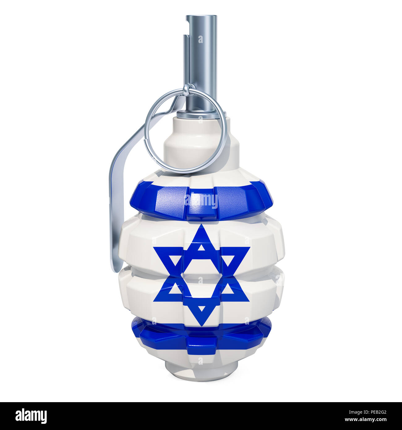 Grenade avec drapeau israélien, rendu 3D isolé sur fond blanc Banque D'Images