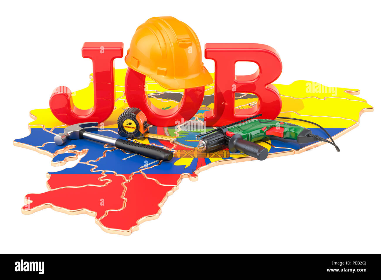 Offres d'emploi en Equateur, rendu 3D concept isolé sur fond blanc Banque D'Images
