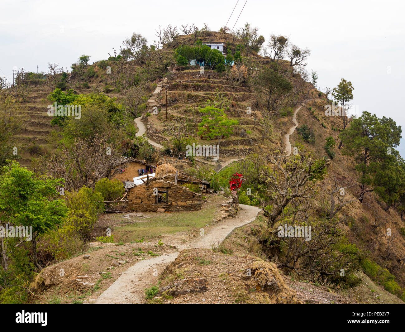 Tulla Kote Village sur la zone des Tallas Kumaon, collines, Uttarakhand, Inde Banque D'Images