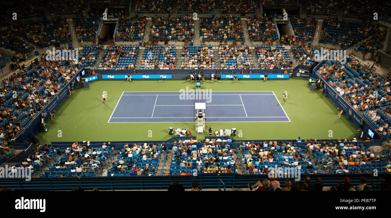 Mason, Ohio, USA. 13 août 2018 : Linder Family Tennis Center pendant le Novak Djokovic (SRB) vs. Steve Johnson (USA) correspondent à la région du sud-ouest de l'ouvrir à Brent Clark/Alamy Live News Banque D'Images