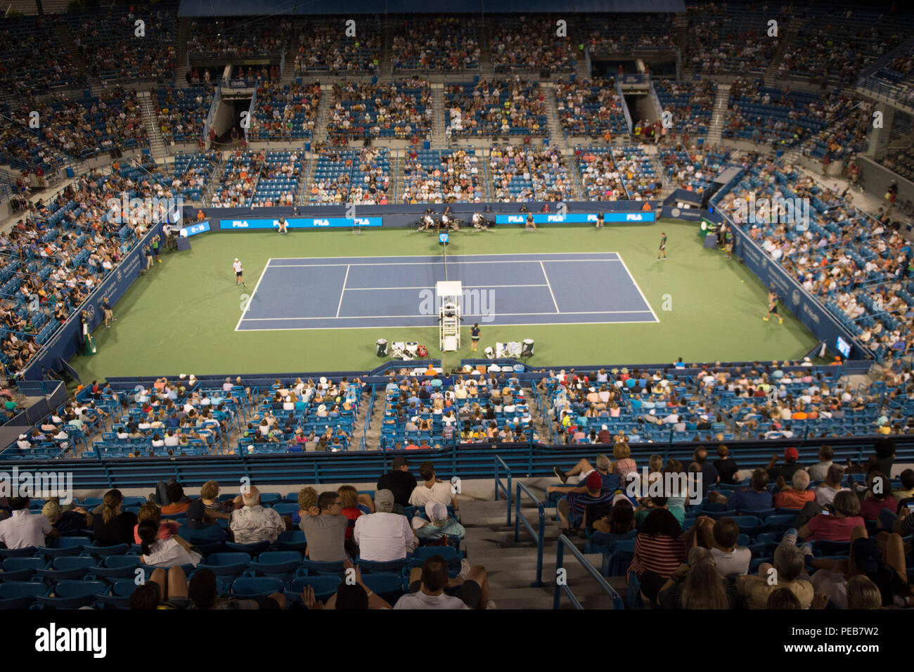 Mason, Ohio, USA. 13 août 2018 : Linder Family Tennis Center pendant le Novak Djokovic (SRB) vs. Steve Johnson (USA) correspondent à la région du sud-ouest de l'ouvrir à Brent Clark/Alamy Live News Banque D'Images