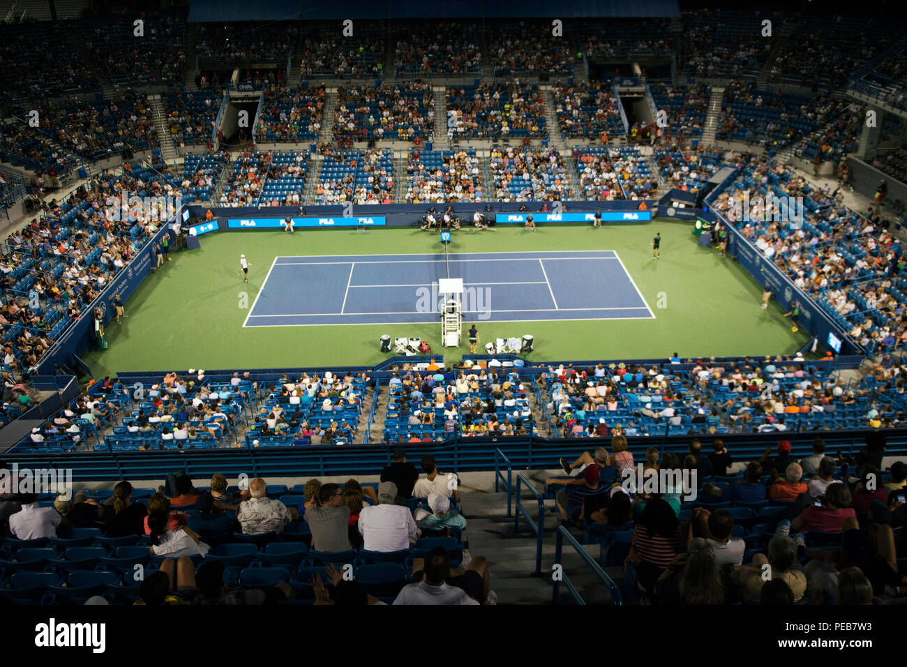 Mason, Ohio, USA. 13 août 2018 : Linder Family Tennis Center pendant le Novak Djokovic (SRB) vs. Steve Johnson (USA) correspondent à la région du sud-ouest de l'ouvrir à Brent Clark/Alamy Live News Banque D'Images