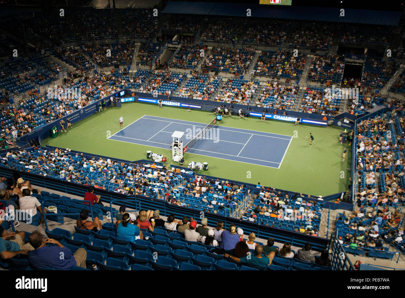 Mason, Ohio, USA. 13 août 2018 : Linder Family Tennis Center pendant le Novak Djokovic (SRB) vs. Steve Johnson (USA) correspondent à la région du sud-ouest de l'ouvrir à Brent Clark/Alamy Live News Banque D'Images