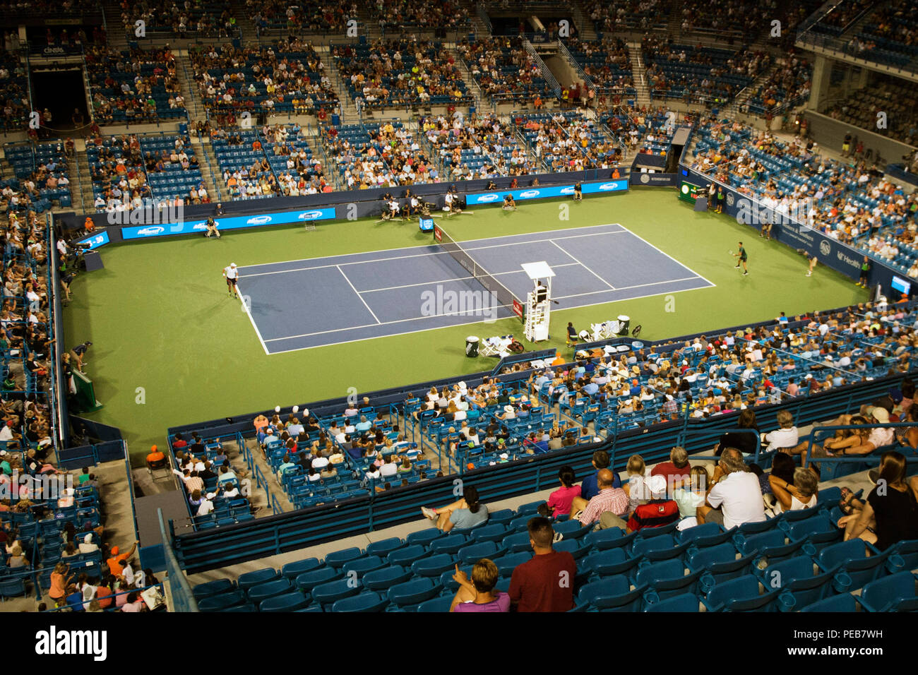Mason, Ohio, USA. 13 août 2018 : Linder Family Tennis Center pendant le Novak Djokovic (SRB) vs. Steve Johnson (USA) correspondent à la région du sud-ouest de l'ouvrir à Brent Clark/Alamy Live News Banque D'Images