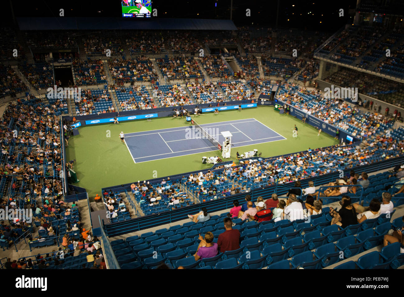 Mason, Ohio, USA. 13 août 2018 : Linder Family Tennis Center pendant le Novak Djokovic (SRB) vs. Steve Johnson (USA) correspondent à la région du sud-ouest de l'ouvrir à Brent Clark/Alamy Live News Banque D'Images