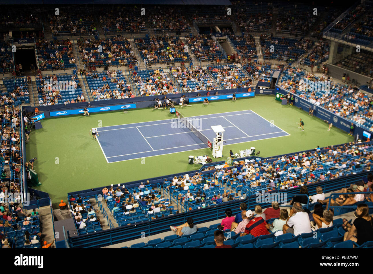 Mason, Ohio, USA. 13 août 2018 : Linder Family Tennis Center pendant le Novak Djokovic (SRB) vs. Steve Johnson (USA) correspondent à la région du sud-ouest de l'ouvrir à Brent Clark/Alamy Live News Banque D'Images