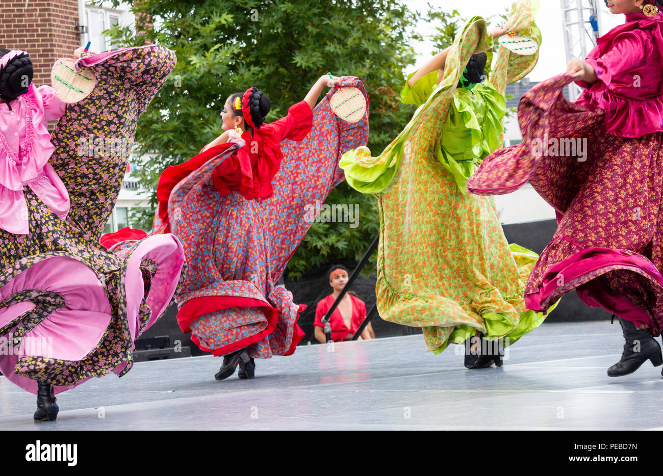 Danseurs de Mexico à la Billingham Festival folklorique international de World Dance 2018. L'Angleterre. UK Banque D'Images