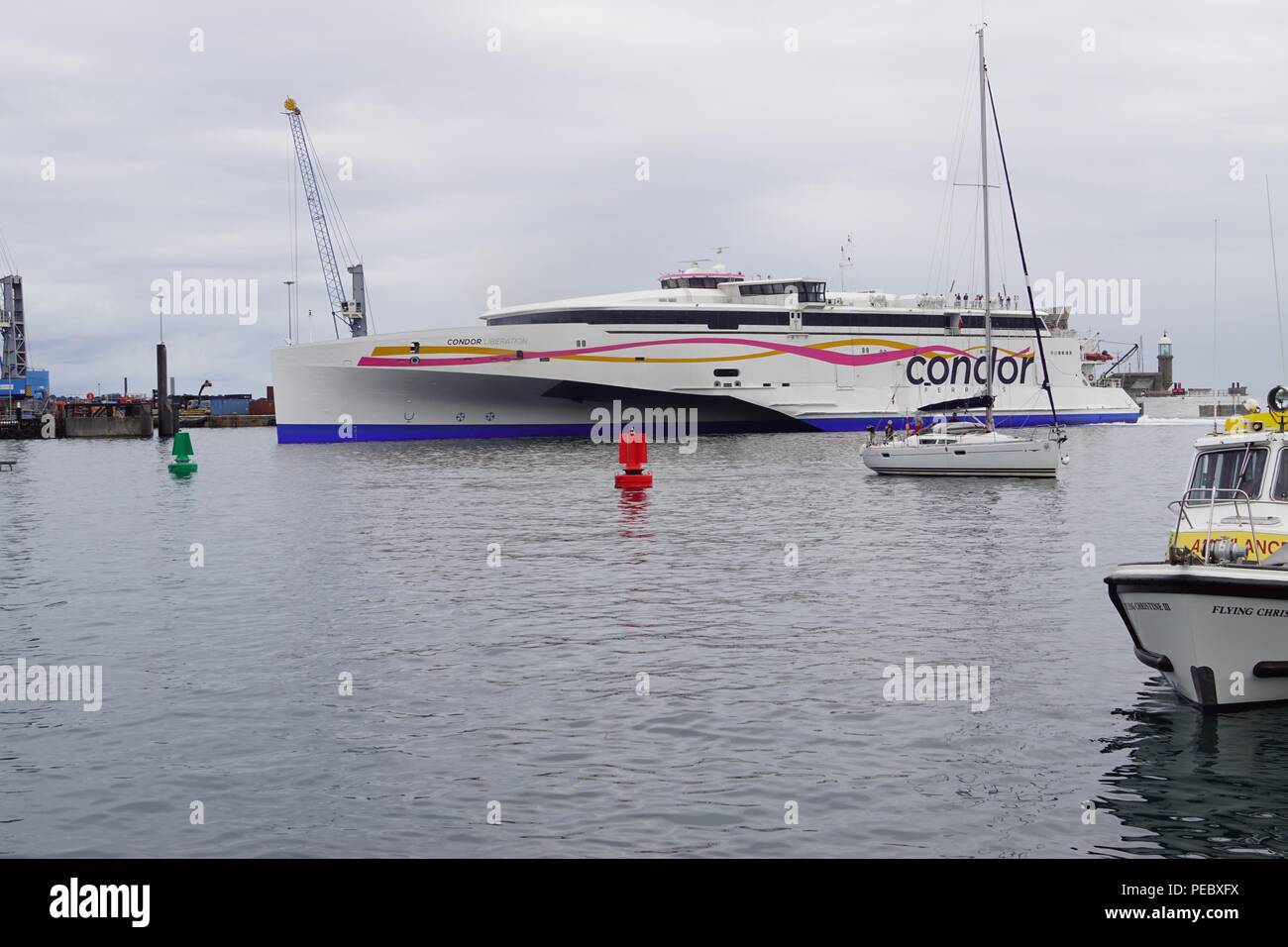 Libération Condor Condor Ferries arrive à St Peter Port, Guernsey#  Banque D'Images