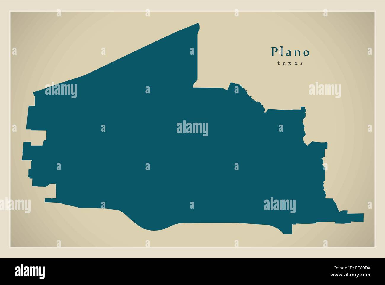 Carte moderne - Plano Texas City de l'USA Illustration de Vecteur