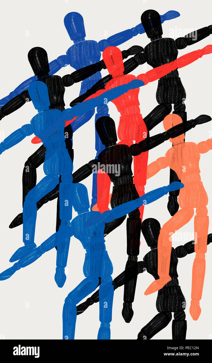 Livres de psychologie concept illustration. Figures humaines de couleurs. Concept de bien-être émotionnel, la santé et l'équilibre mental. Banque D'Images