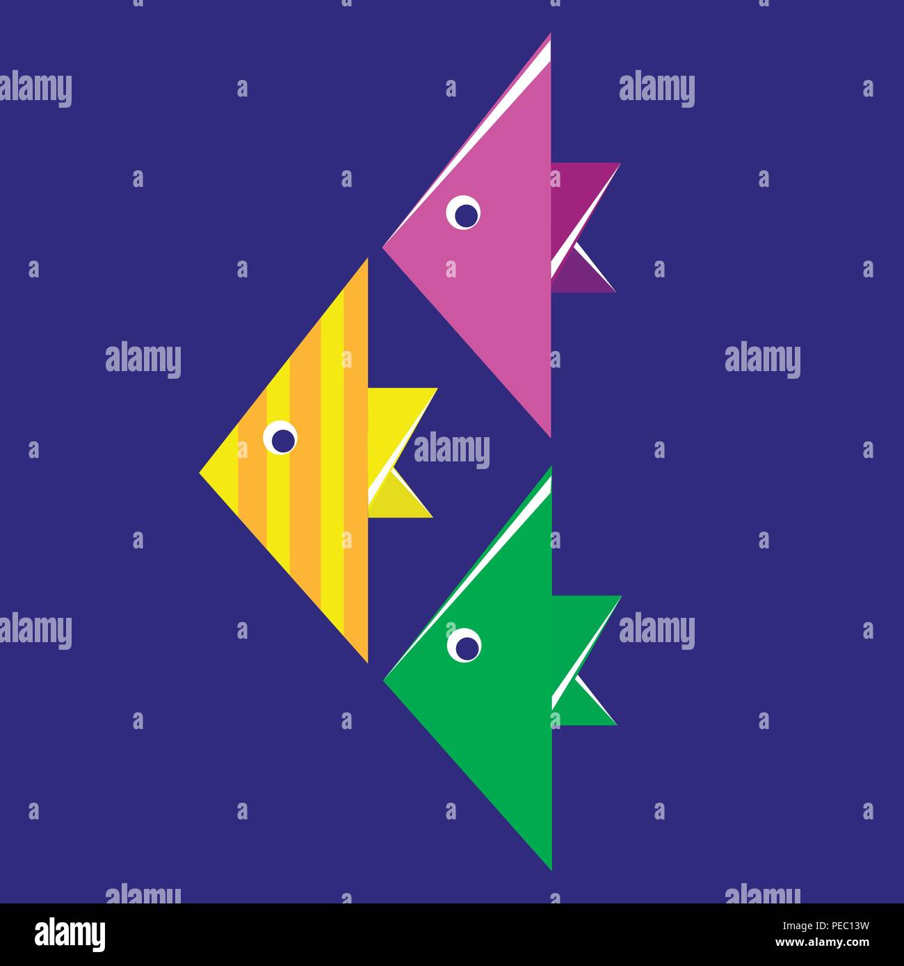 Papier Origami poissons multicolores Illustration de Vecteur