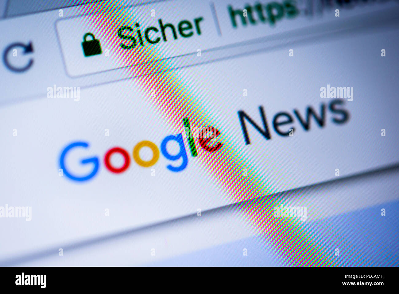 Google Actualités logo affiché dans un navigateur, close-up, détail, Allemagne Banque D'Images