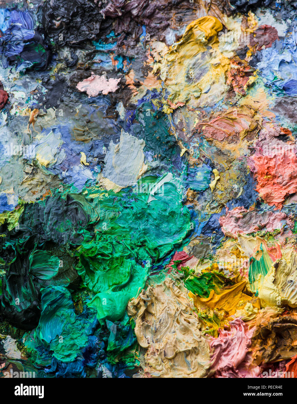 Image d'arrière-plan d'huile lumineuse palette de peinture-libre. Banque D'Images