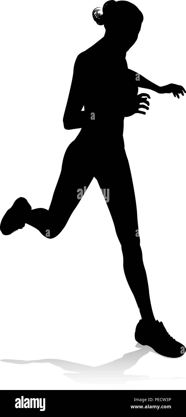 Runner Racing Track and Field Silhouette Illustration de Vecteur