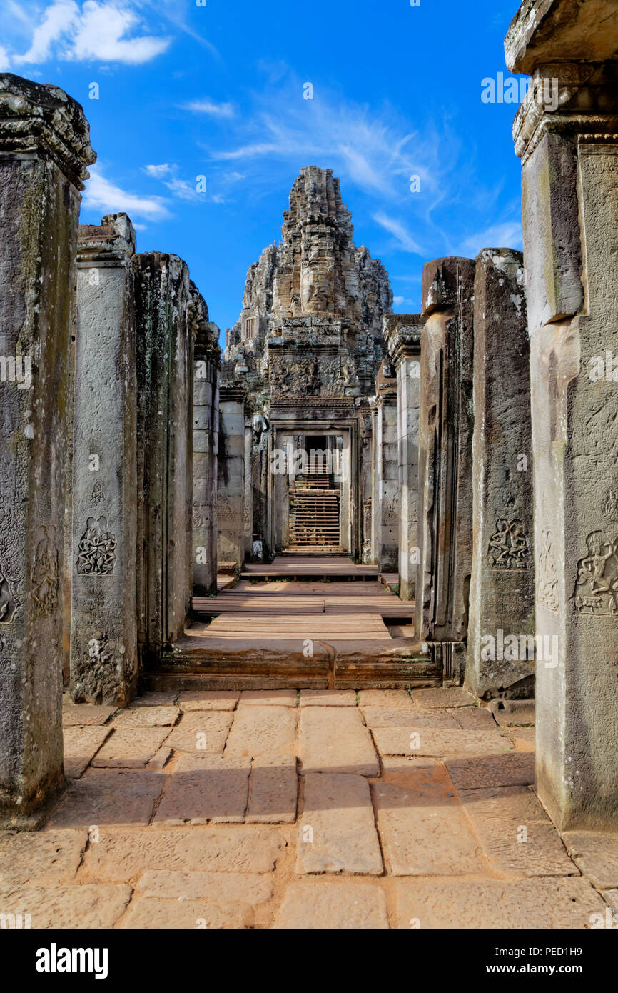 Entrer dans le complexe du temple Bayon, Siem Reap, Cambodge Banque D'Images
