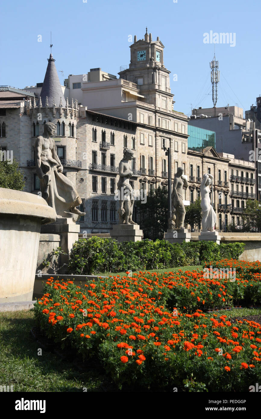 Placa de Catalunya - Place célèbre à Barcelone, Espagne Banque D'Images