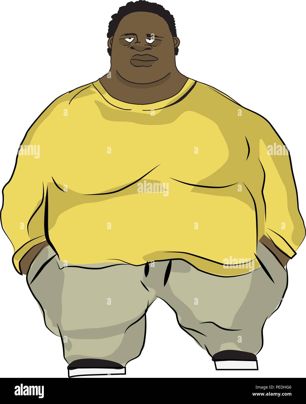 Fat Man en large les vêtements. Vector illustration Illustration de Vecteur