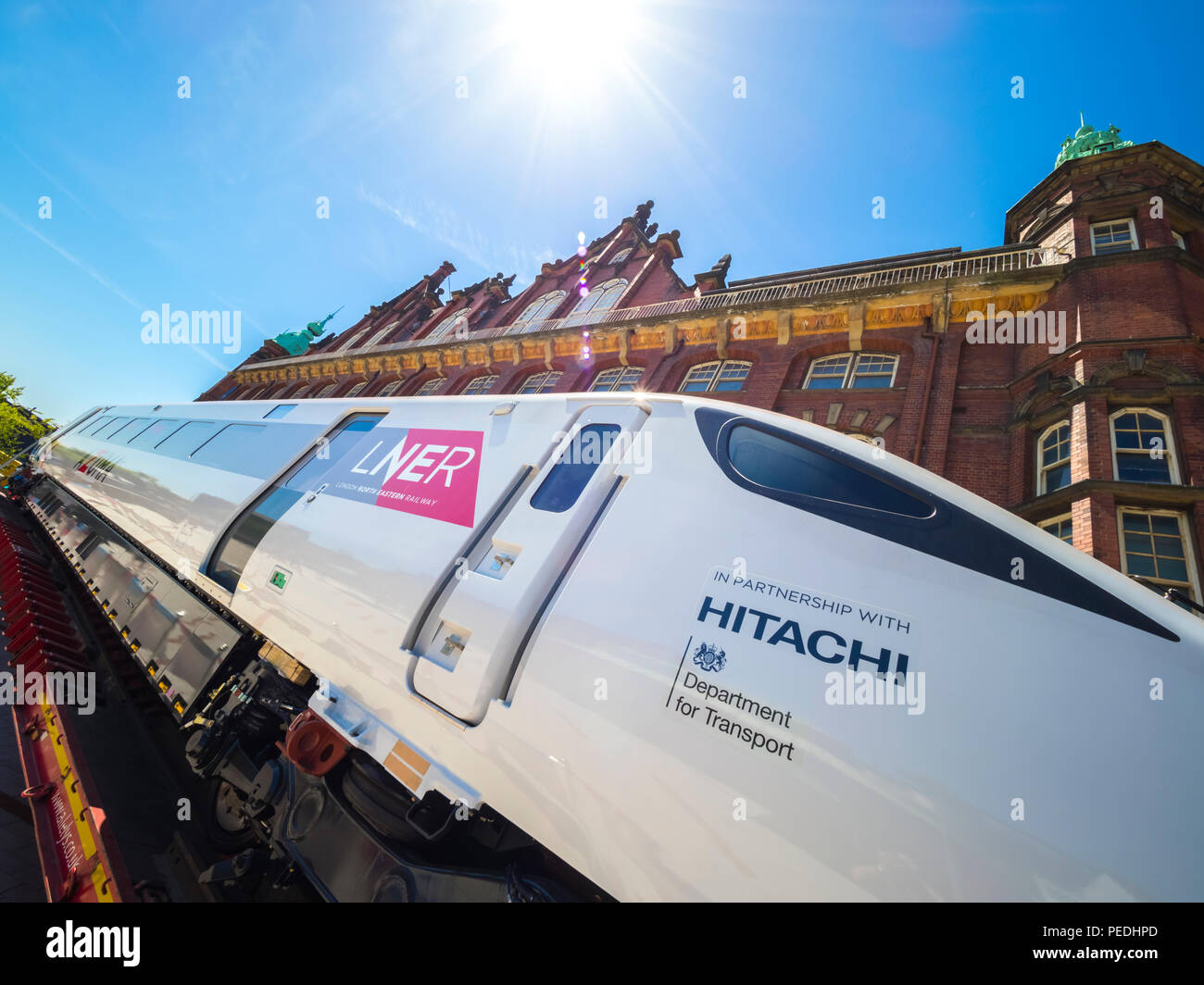 En dehors de la locomotive Hitachi Azuma Discovery Museum de Newcastle upon Tyne. Banque D'Images