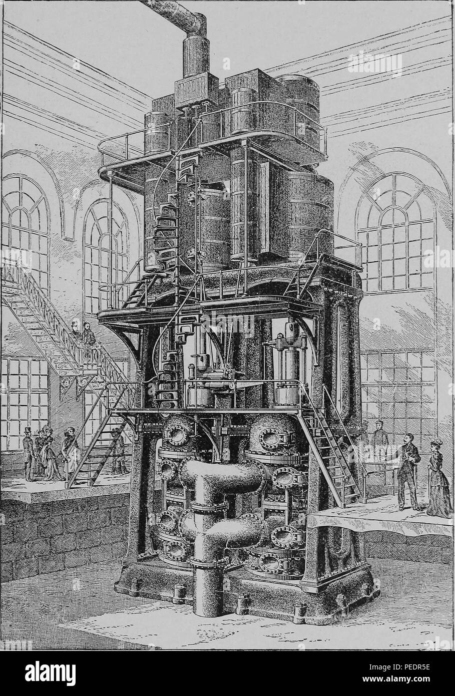 Noir et blanc illustrant Henry R Worthington de New York, du moteur de pompage vertical, un moteur de pompage d'eau, avec une capacité de 40, 000, 000 gallons, qui a servi de la Foire à la World's Columbian Exposition (aka la Foire mondiale de Chicago) situé dans le bâtiment des machines, et publiés dans "The World's Columbian Exposition, Chicago, 1893', 1893. Avec la permission de Internet Archive. () Banque D'Images