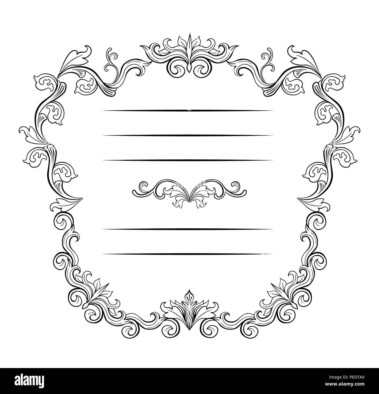 Bordures et cadres floraux avec place pour le texte. L'espace de copie et les diviseurs ou s'épanouit. Italian vintage ornament. Carte de Vœux de mariage ou isolés, cer Illustration de Vecteur