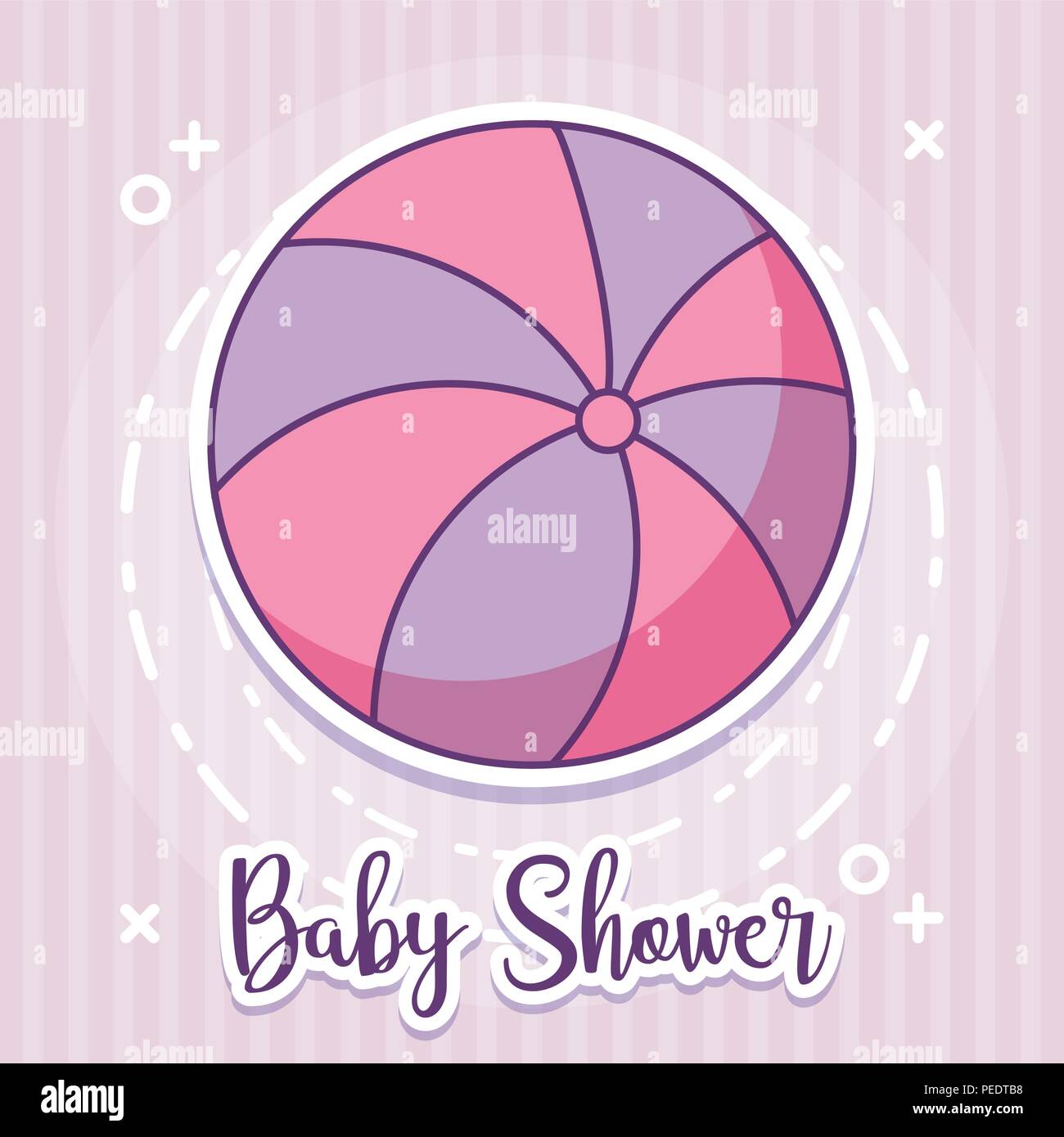 Conception De Douche De Bebe Avec Ballon Icone Sur Fond Rose Vector Illustration Image Vectorielle Stock Alamy